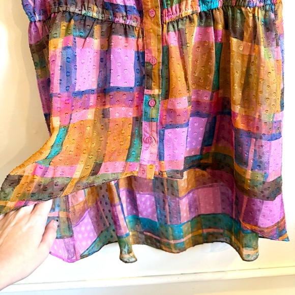 NWT Cato Colorful Sheer High Low Top - Picture 5 of 6